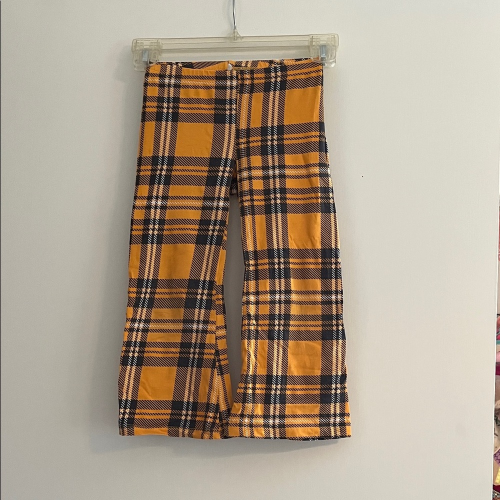 Mini Rodini Orange and Black Plaid Kids Bottoms